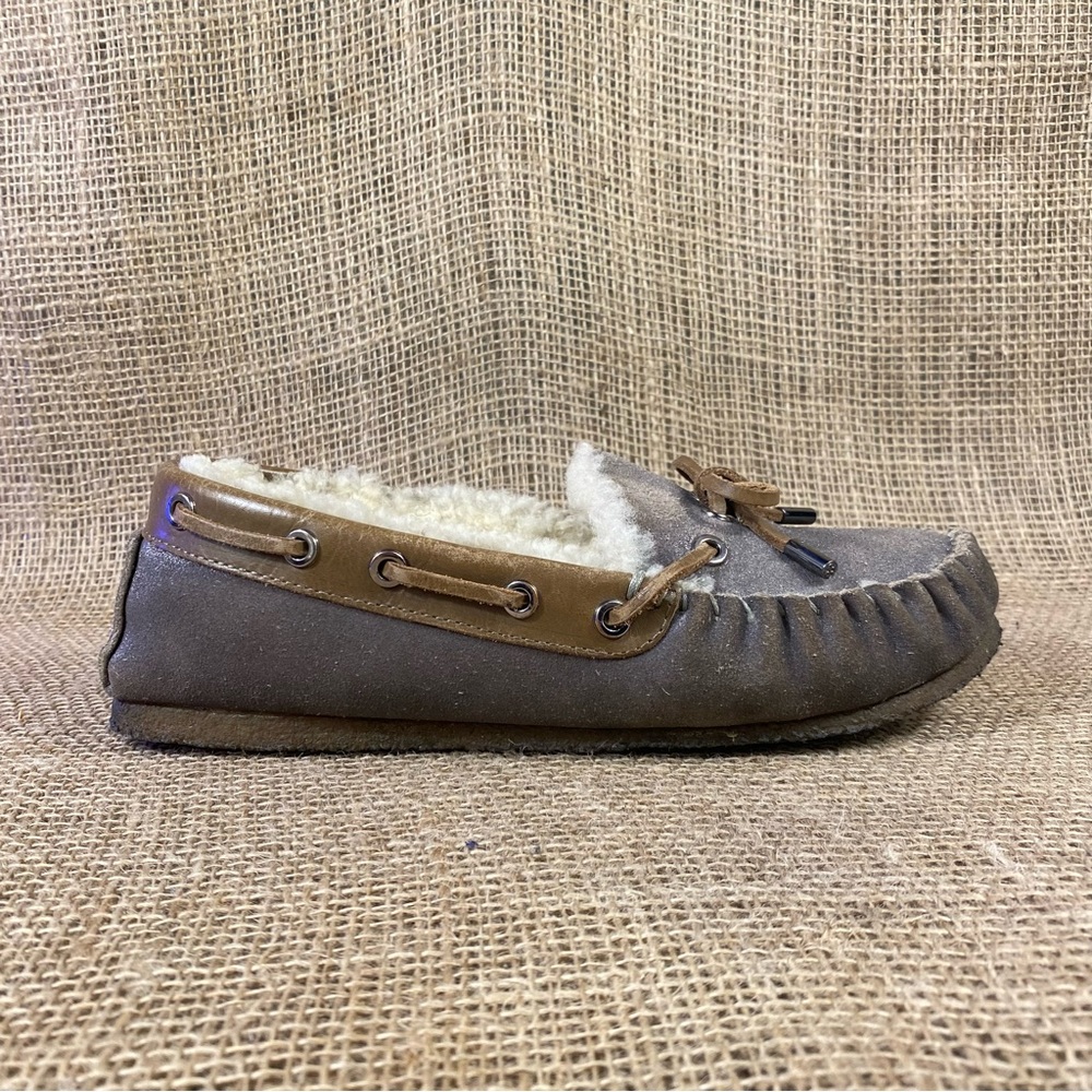 Tory Burch sandals shoes slip-on moccasins leather shearling Rare 6 M - Picture 6 of 12